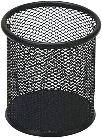 Black Pen Holder Cup for Desk, Pencil Cup Holder, Black Wire Mesh Pen Cup for Desk Office Pen Organizer