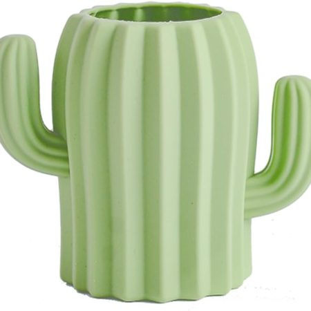 Silicone Pen Holder Cactus Cute Pencil Holder Cup Pot for Desk for Kids Office Decor Desk Organizer Makeup brush Holder Toothbrush Holder (Green)