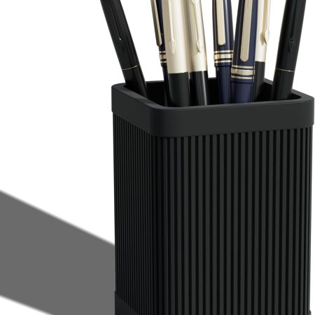 Aesthetic Pen Holder For Desk, Modern Silicone Pencil Holder, Stylish Office Desk Decor, Made of 5 mm Thickened Premium Silicone, Office Desk Organizer And Accessories (Black) | For Desk, Modern