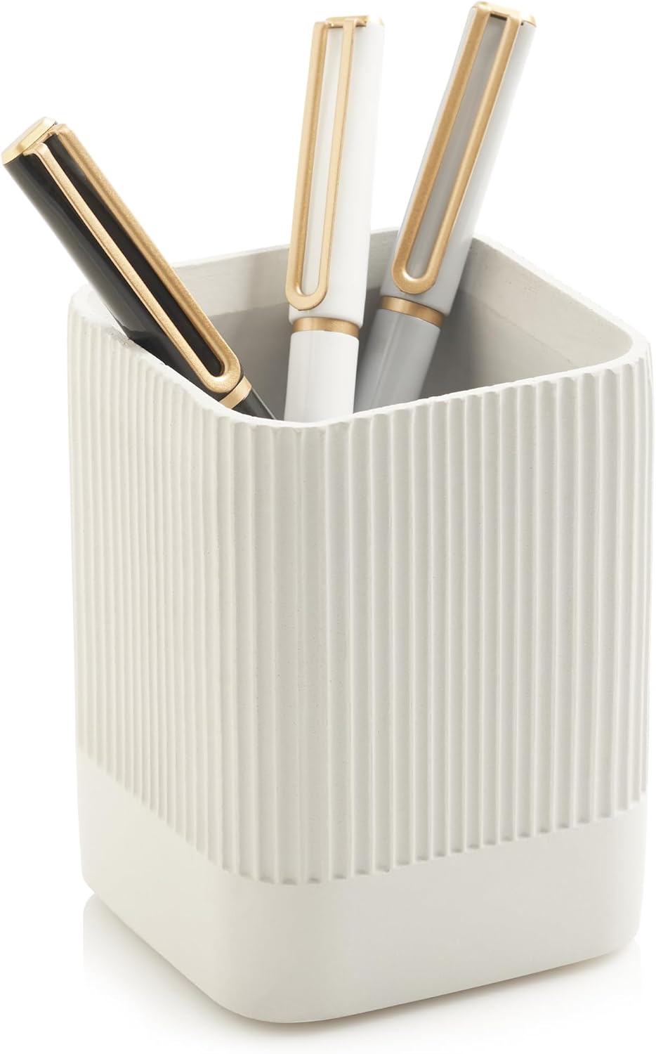 Aesthetic Pen Holder for Desk - Modern Concrete Pencil Holder - Cute and Functional Desk Organizer for Office Supplies - Stylish Office Decor Pen Cup