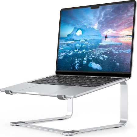 Laptop Stand for Desk, Metal Computer Riser, Heavy Stable PC Holder, Ergonomic Laptops Elevator for 12 to 17.3 Inches Notebook Computer, Silver