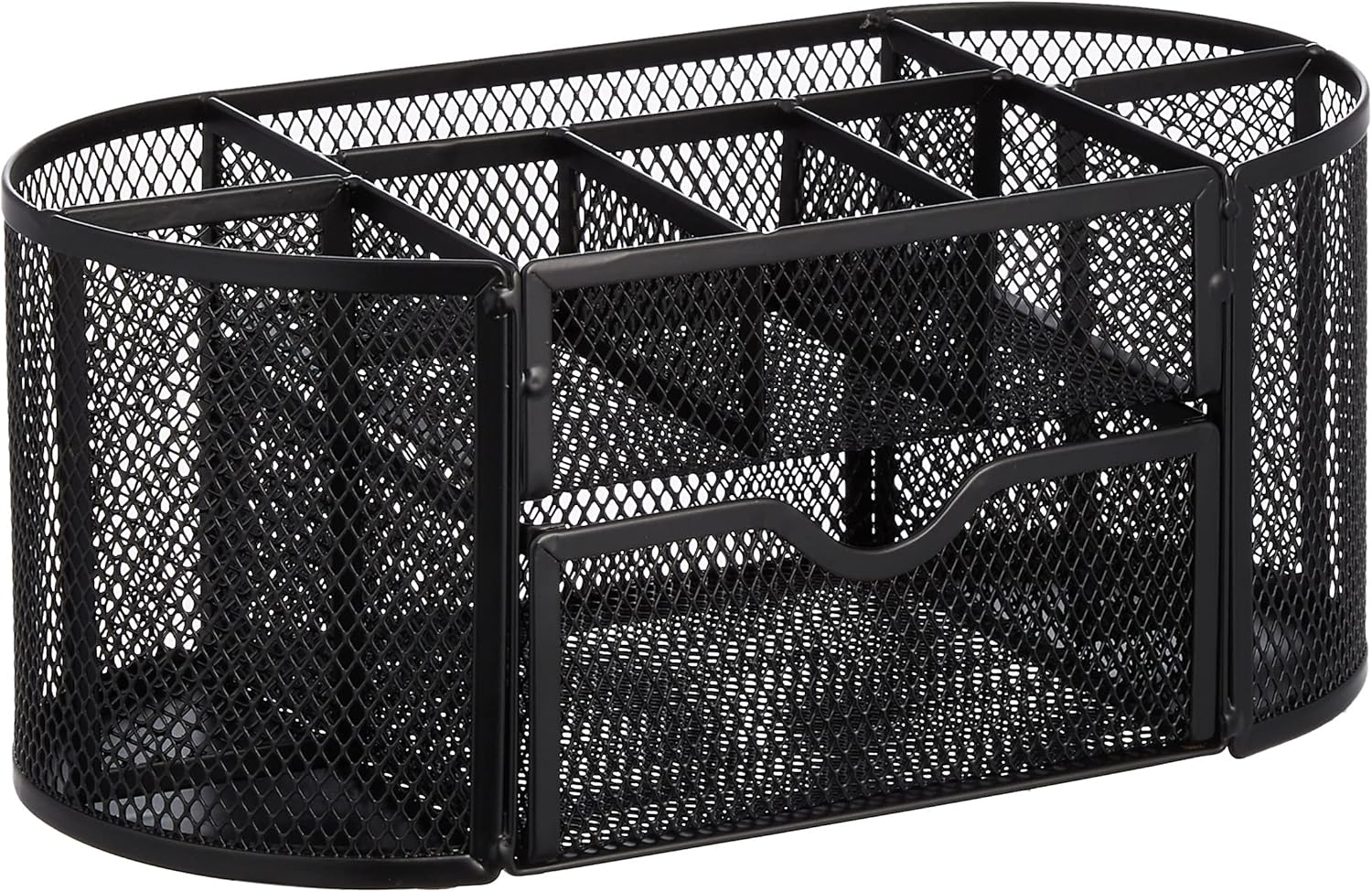 Mesh Desk Organizer with Pen Holder, Pullout Drawer and Office Caddy Storage, 9.25" x 4.53" x 3.94", Black